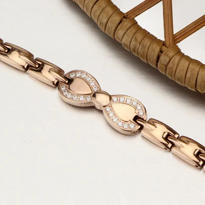 Modern Titanium Bow Link Bio Magnetic Bracelet with Germanium Elements