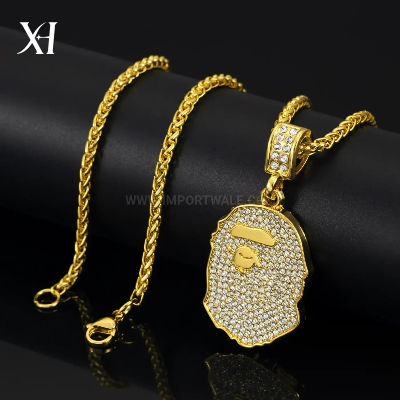 Iced Out Ape Head Hip Hop Pendant