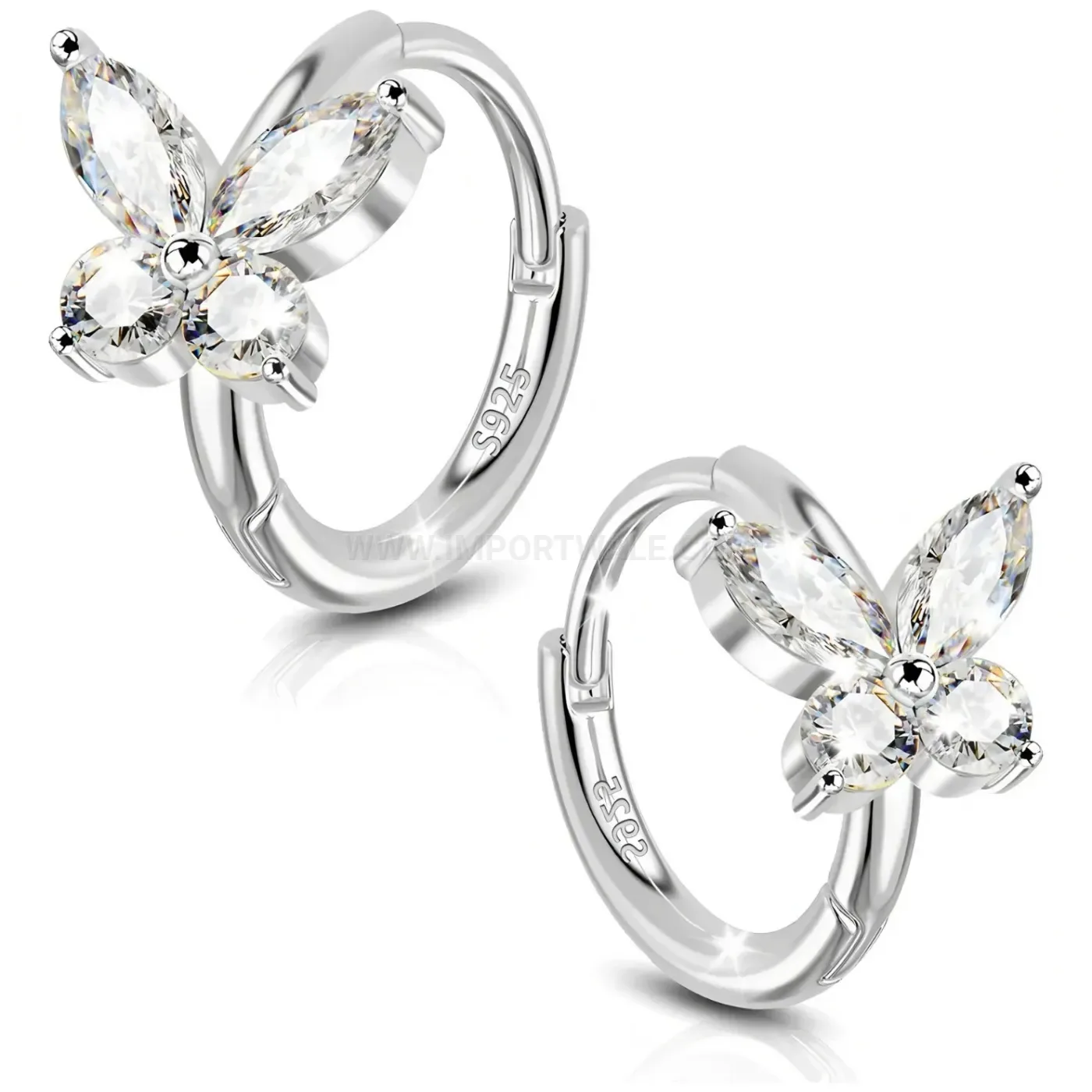 Bold Sparkling Zircon Butterfly Stainless Steel Ear Bone Piercing Stud