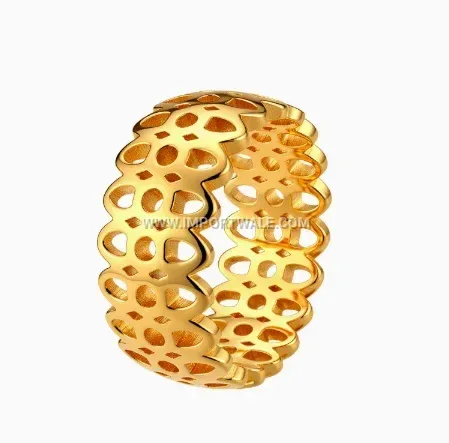 Vintage Hollow Floral Carved Stainless Steel Band Ring