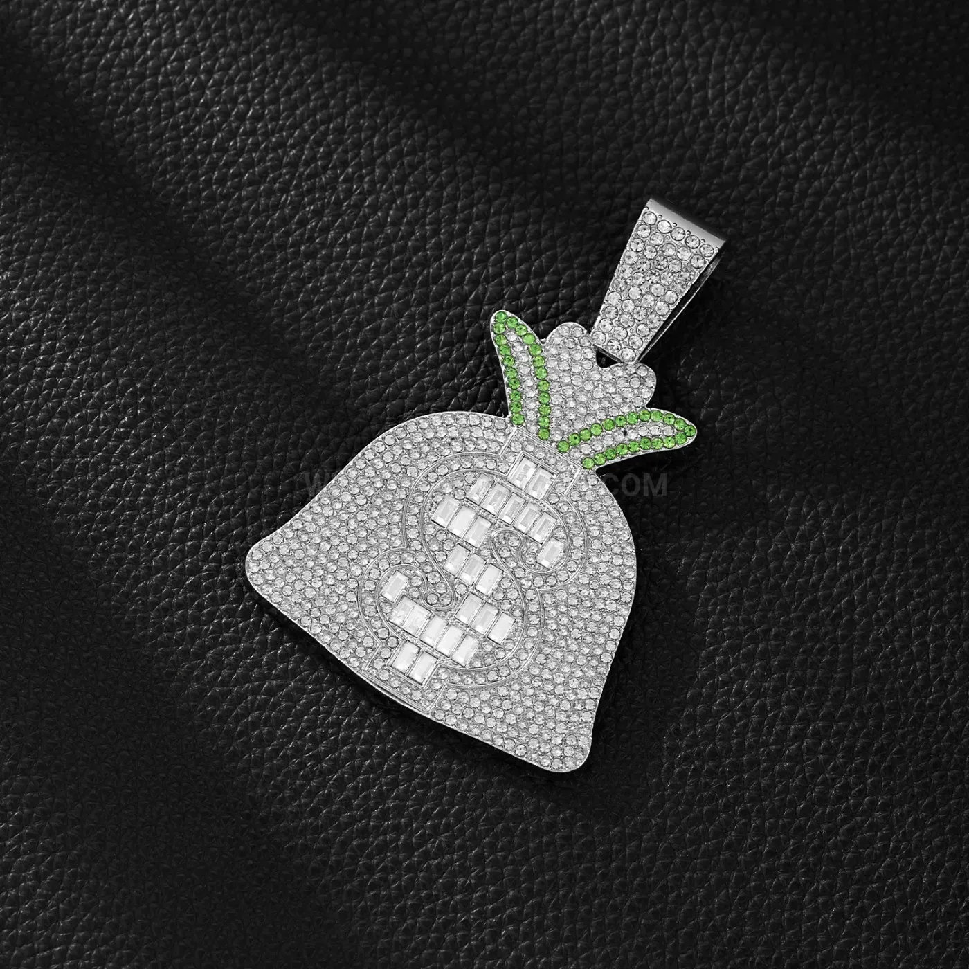 Chic Rhinestone Money Bag Pendant Two Tone Cuban Chain Necklace