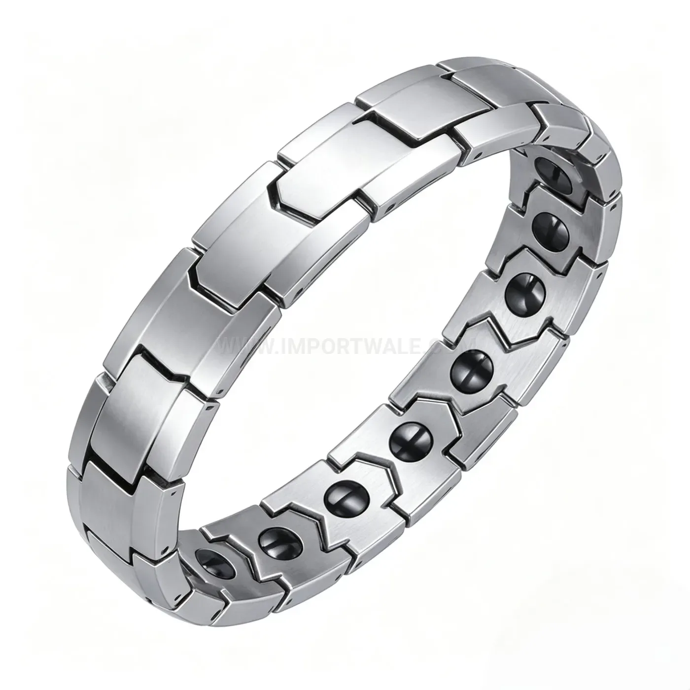 Titanium Steel Geometric Bio Magnetic Energy Bracelet With Hematite