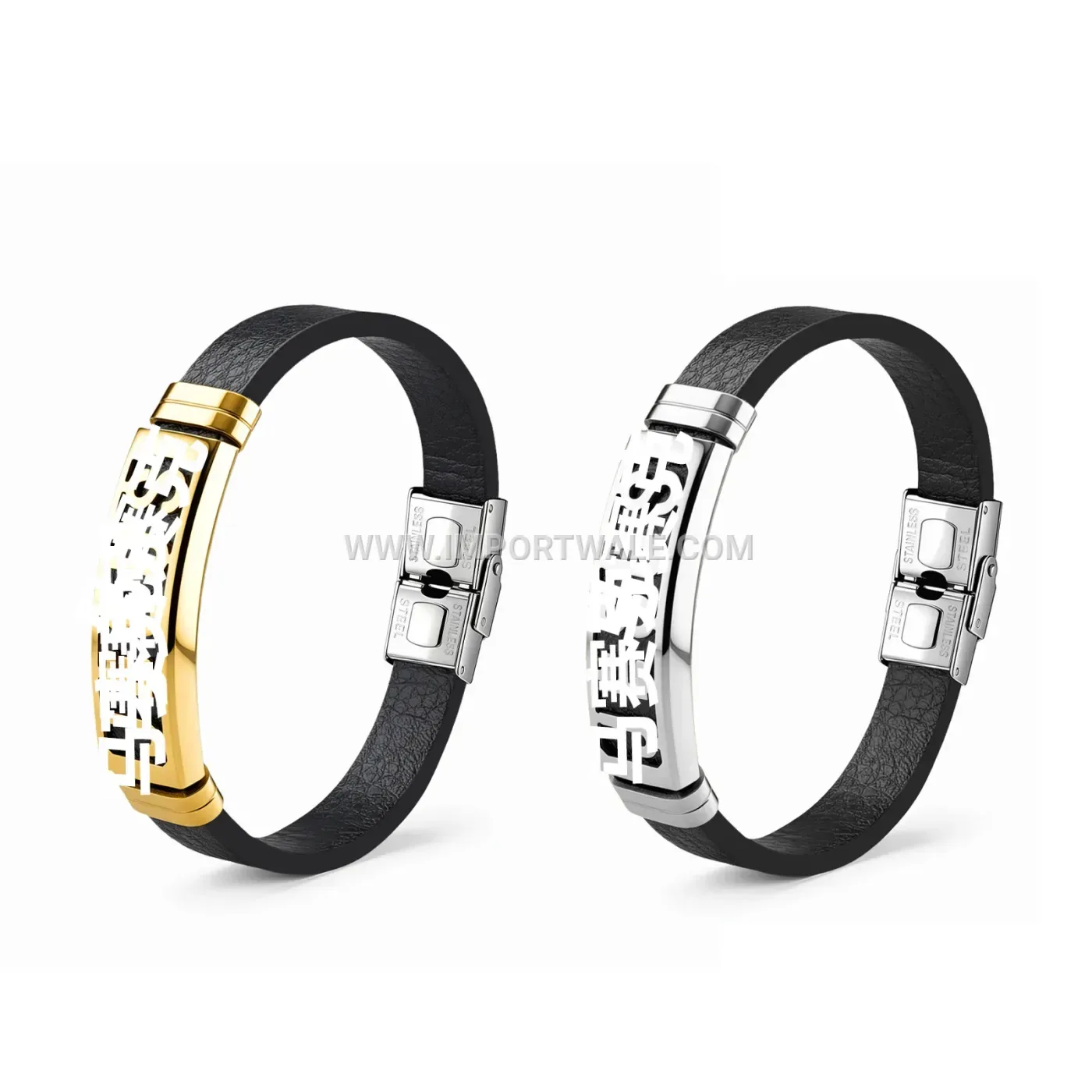 Cutout Lettering Adjustable Stainless Steel Cuff Bracelet