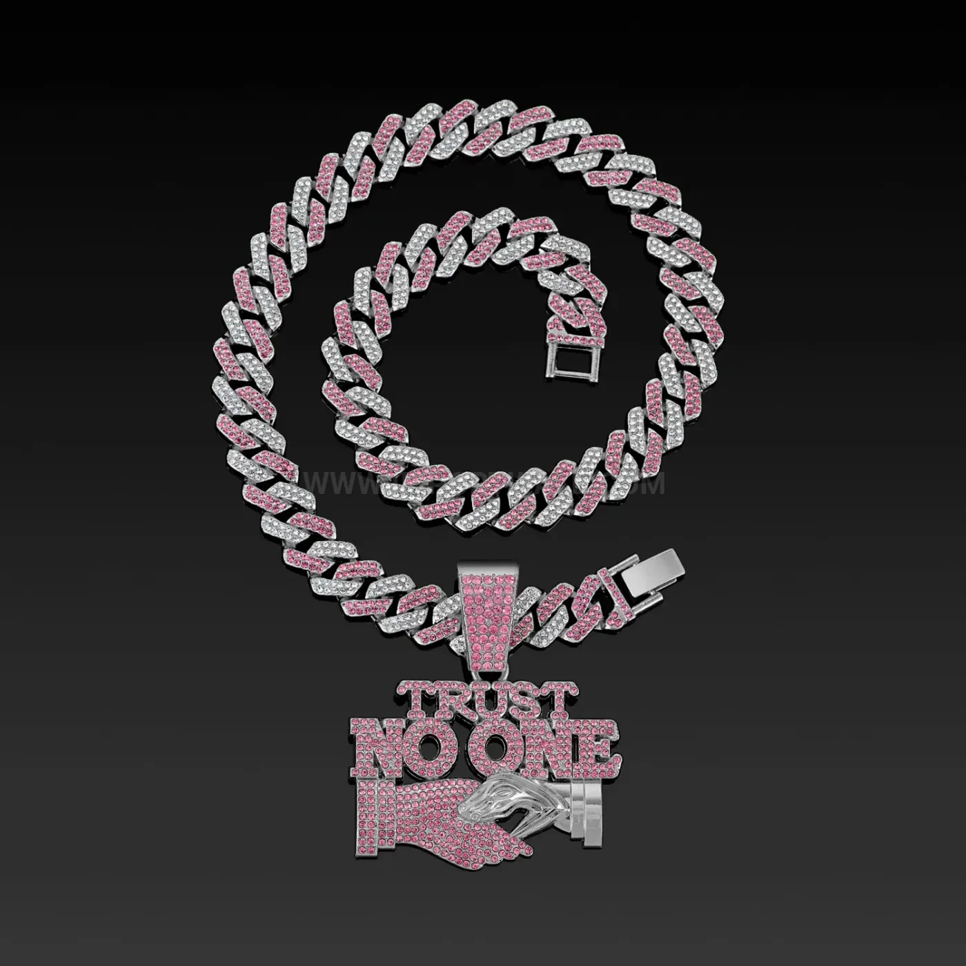 Premium Two-Tone Zinc Alloy Trust No One Letter Pendant Necklace