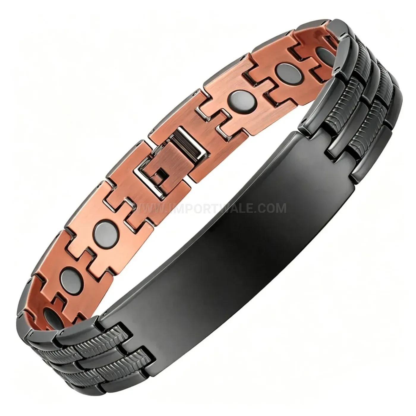 Bold Engravable Curved Plate Copper Bio Magnetic Energy Bracelet