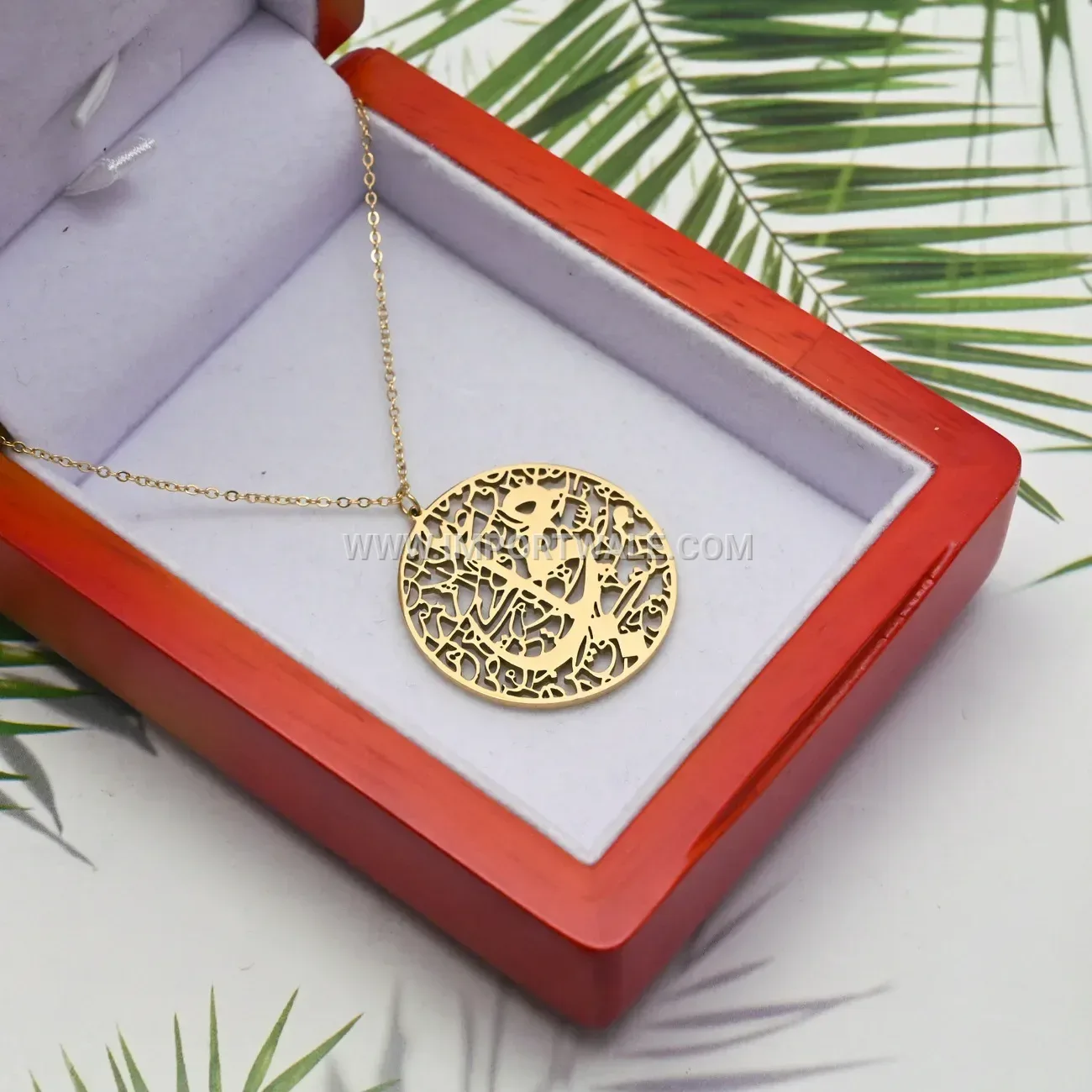 Stainless Steel Arabic Calligraphy Cutout Pendant Necklace