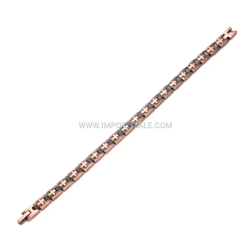 Vintage Red Copper Cross Magnetic Health Energy Bracelet