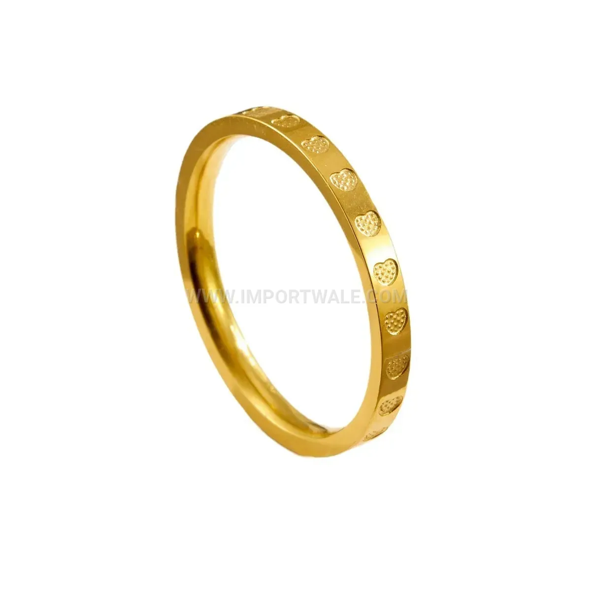18K Gold Plated Heart Pattern Titanium Steel Ring