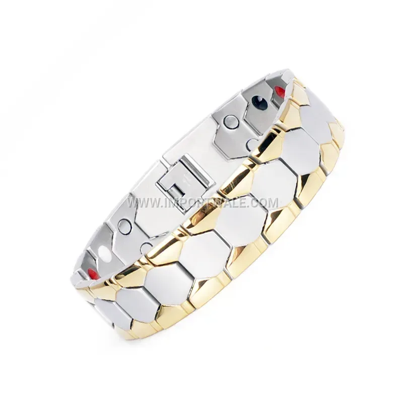 Men's Titanium Steel Spherical Link Magnetic Therapy Bracelet