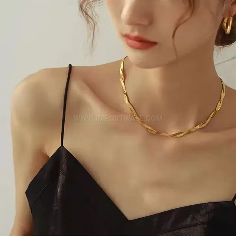 Designer Layered Blade Chain Gold-Plated Titanium Steel Set