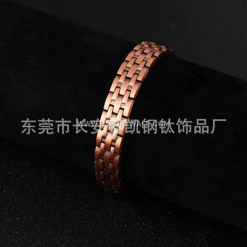 Vintage Geometric Line Red Copper Magnetic Bio Bracelet