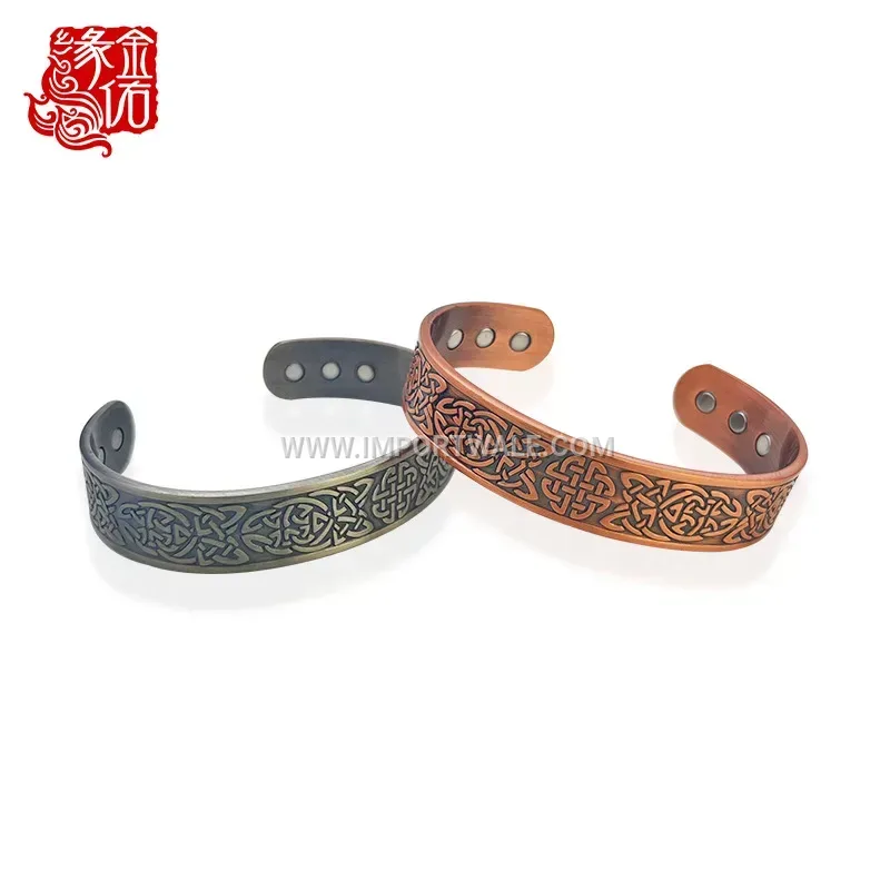 Axe Knot Electroplated Copper Magnetic Energy Cuff Bracelet