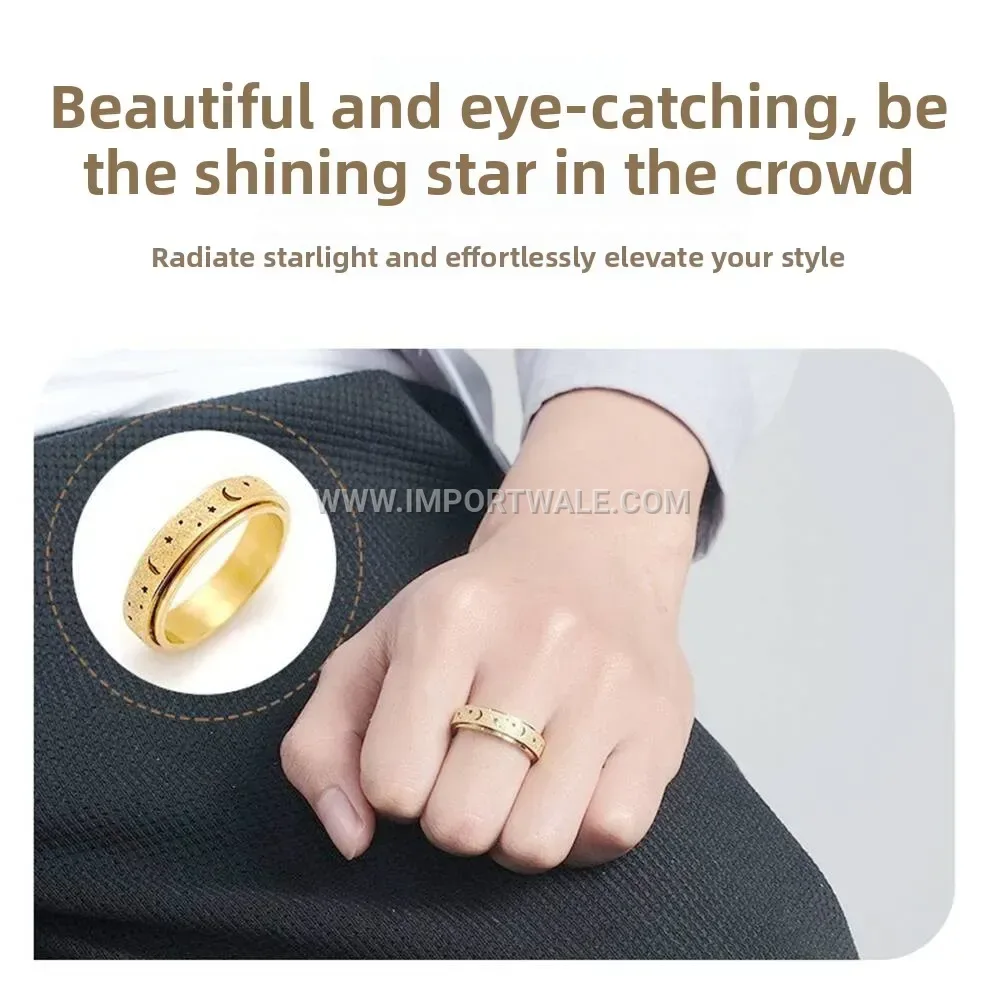 18K Gold Plated Rotatable Stainless Steel Zircon Ring