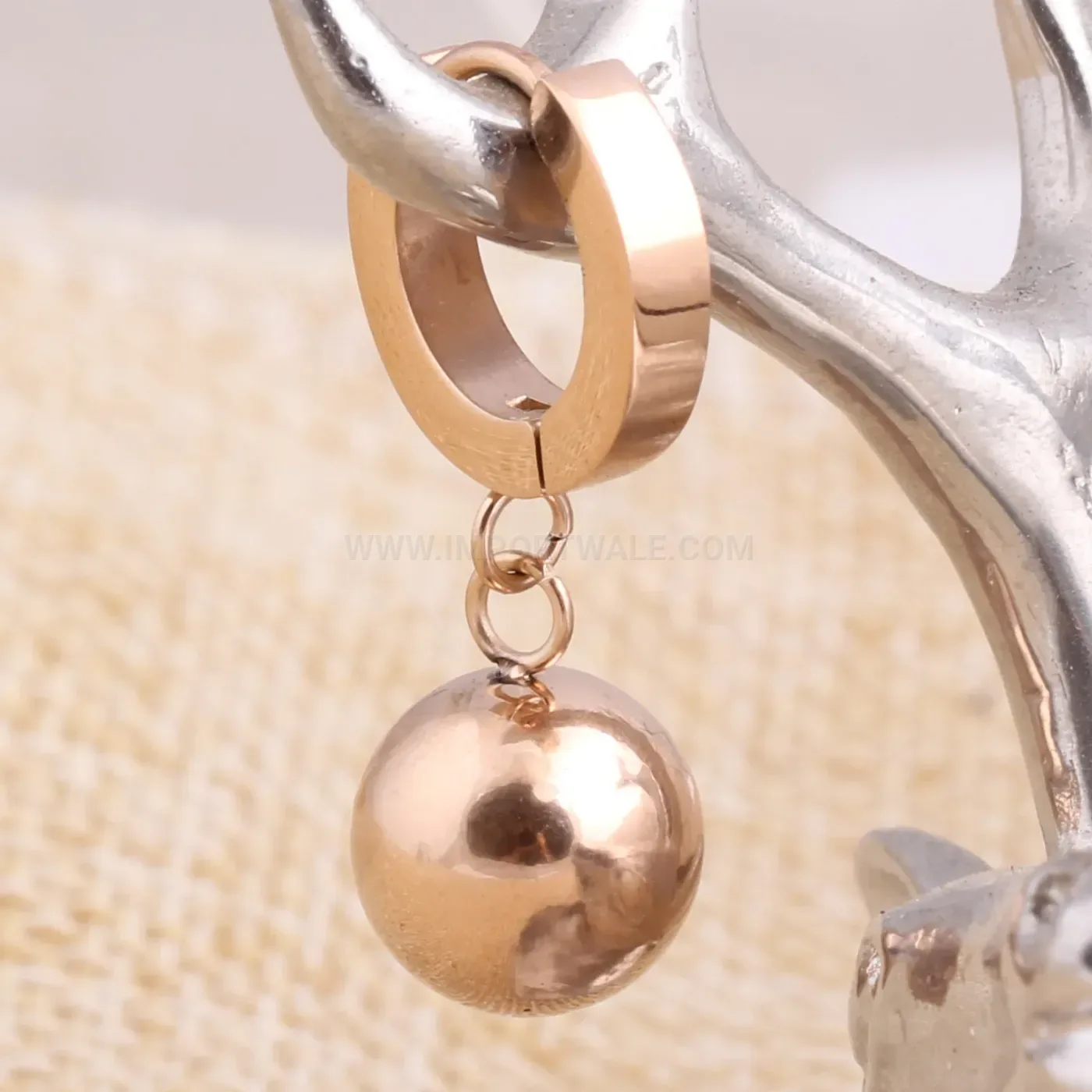 Modern Rose Gold Plated Crystal Circular Stainless Steel Drop Earrings