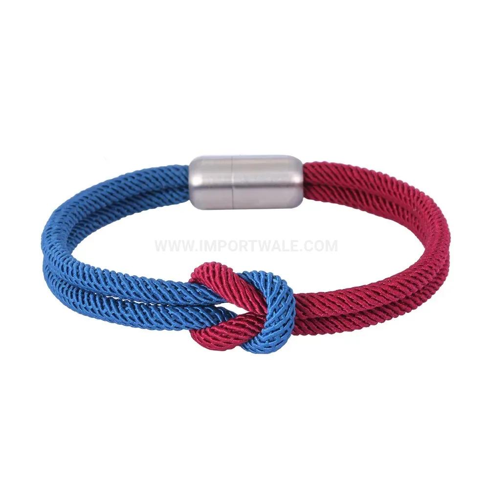 Two-Tone Braided Cord Bracelet With Magnetic Clasp