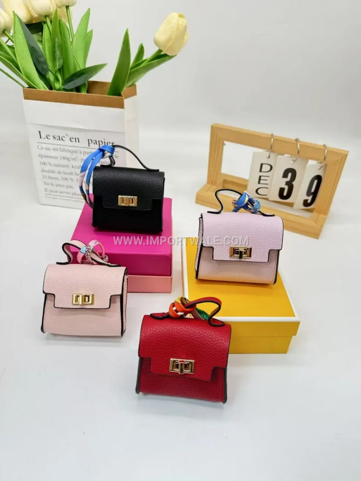 Mini Faux Leather Bag Charm Pendant