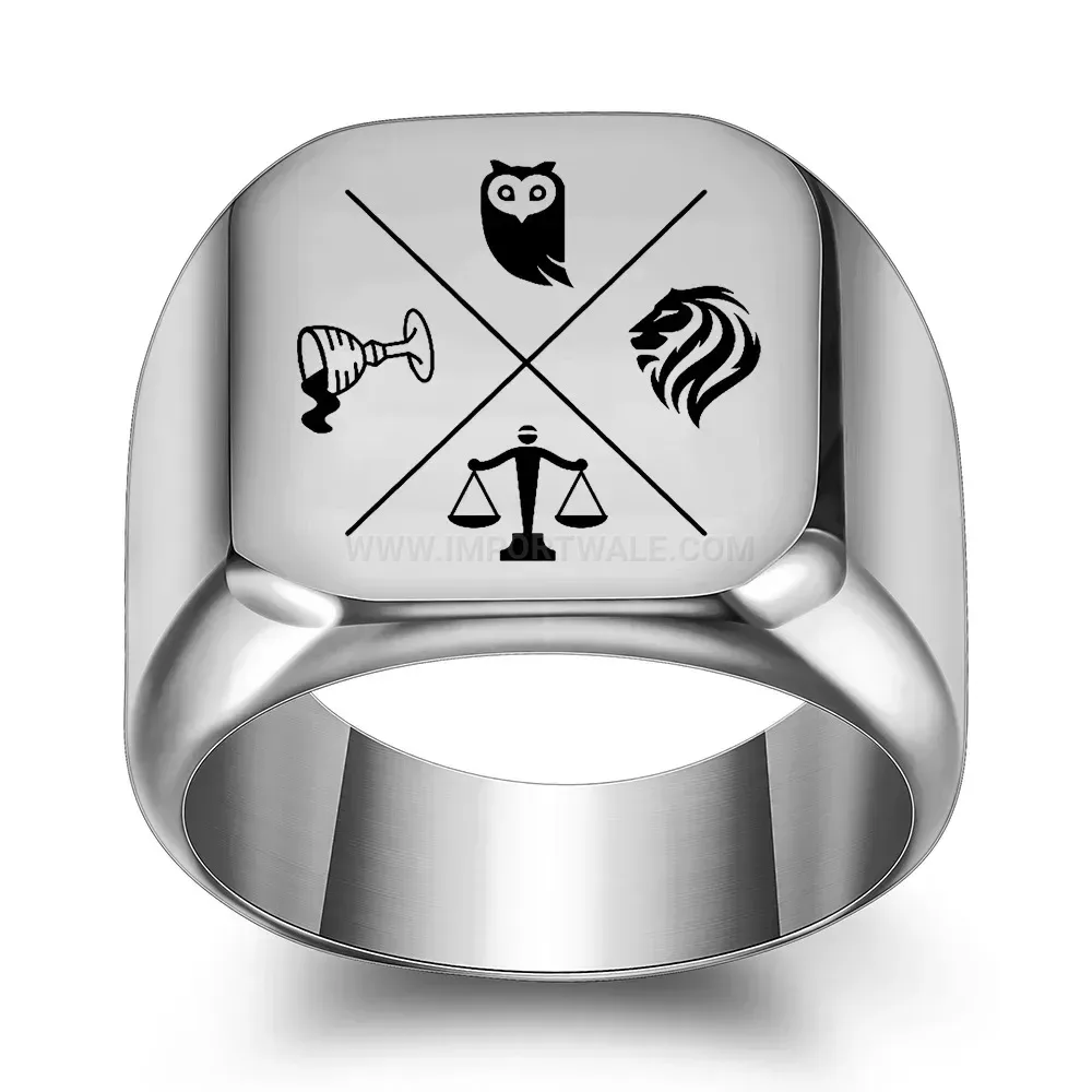 Bold Laser Engraved Minimalist Animal Motif Stainless Steel Band Ring