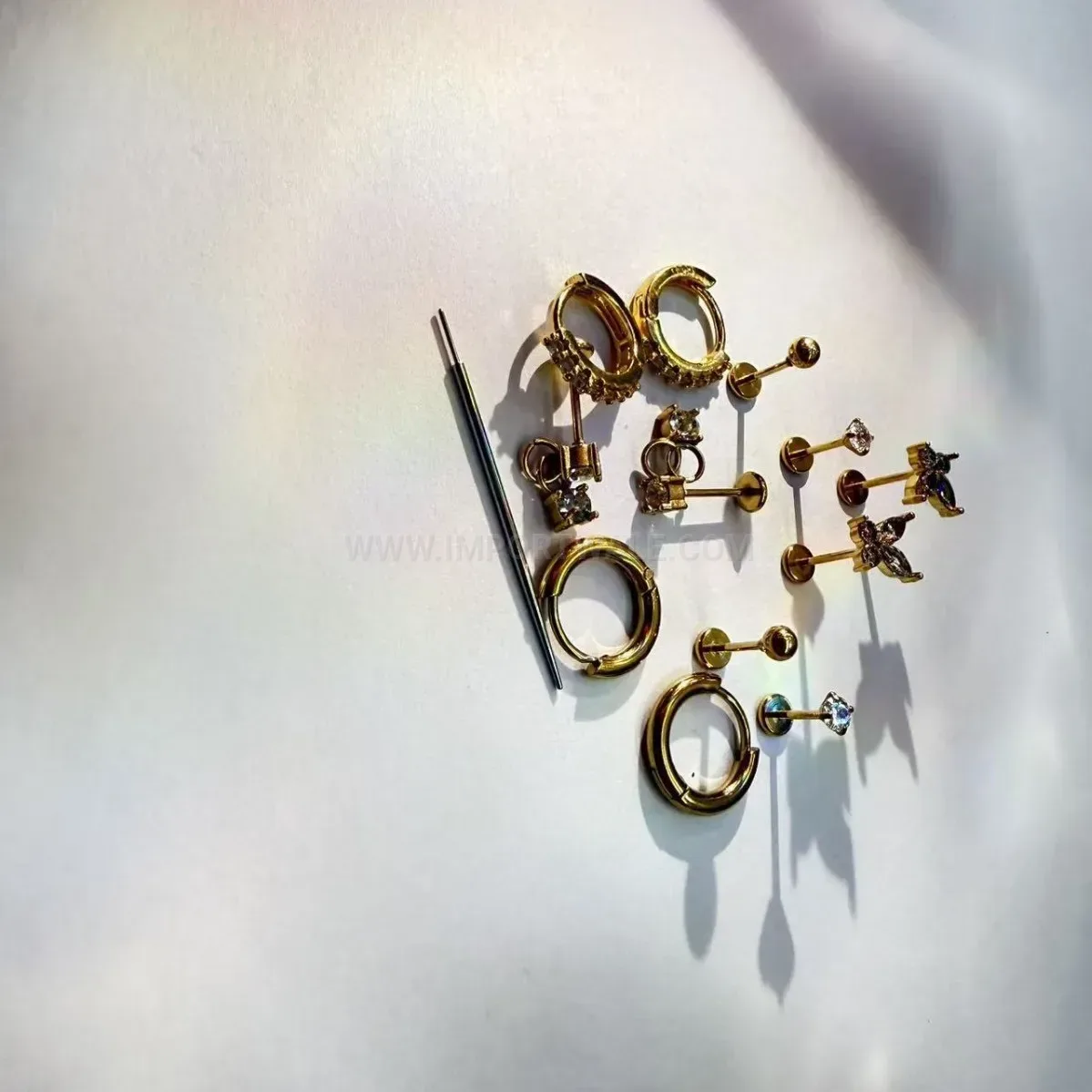 Elegant Stainless Steel Zircon Nose Ring and Lip Piercing Set