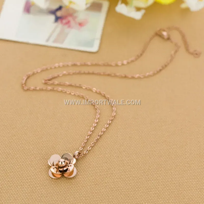 Rose Flower Stainless Steel Minimalist Clavicle Necklace