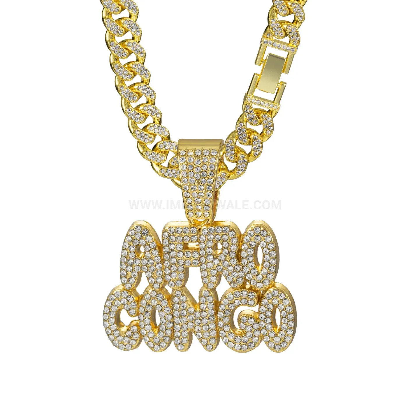 Fashion Men's Zinc Alloy Letter Pendant Cuban Chain Necklace