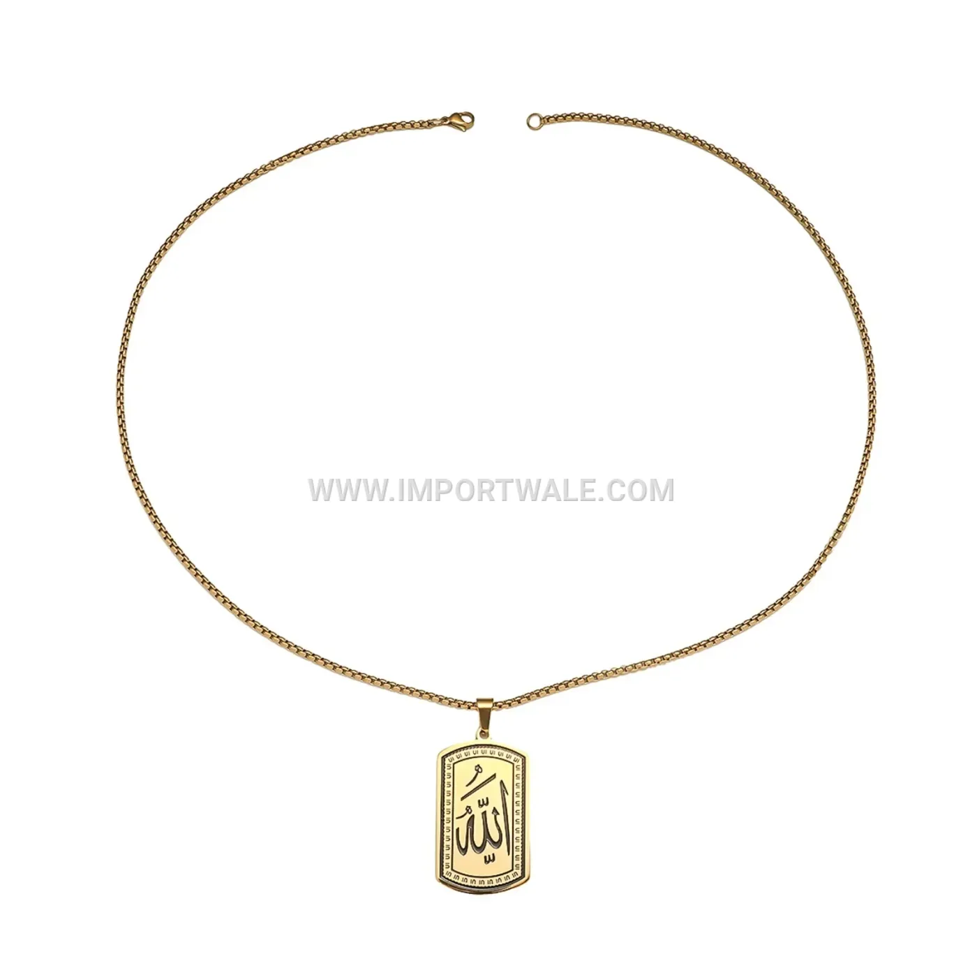 Stainless Steel Allah Engraved Religious Pendant Necklace
