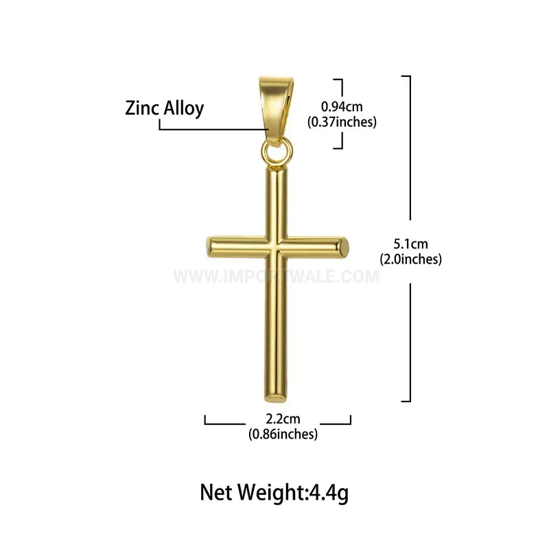 Chic Vintage Gold Plated Cross Pendant with Rhinestone Accents