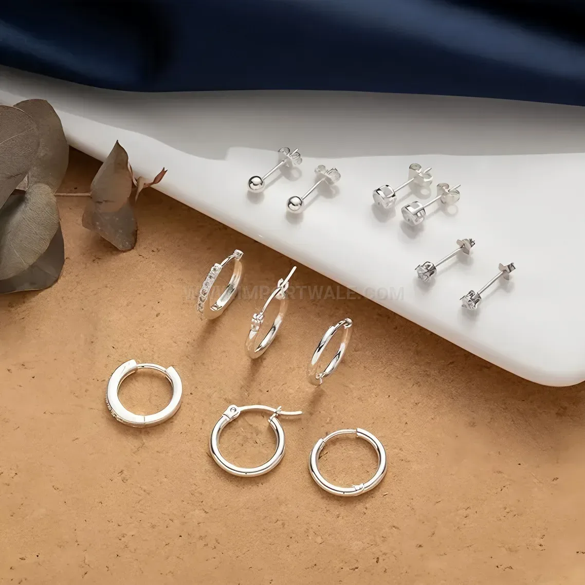 Classic Sparkling Zircon Stainless Steel Cartilage Piercing Earring Set