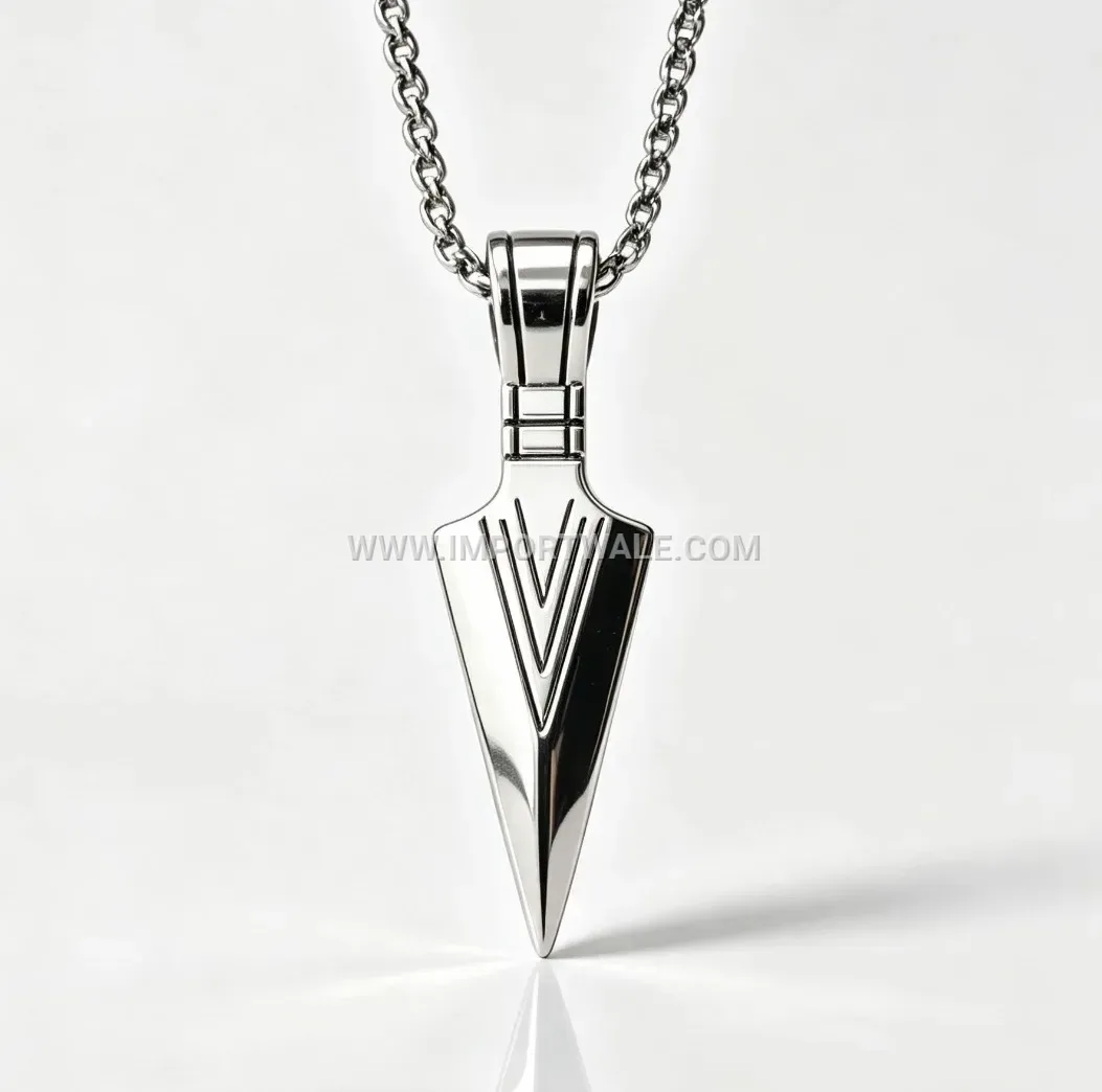 Streetwear Steel Triangular Spearhead Pendant Necklace