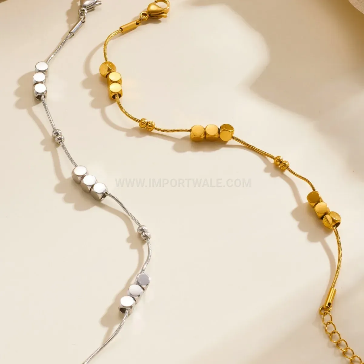 Minimalist Stainless Steel Square Cube Chain Bracelet
