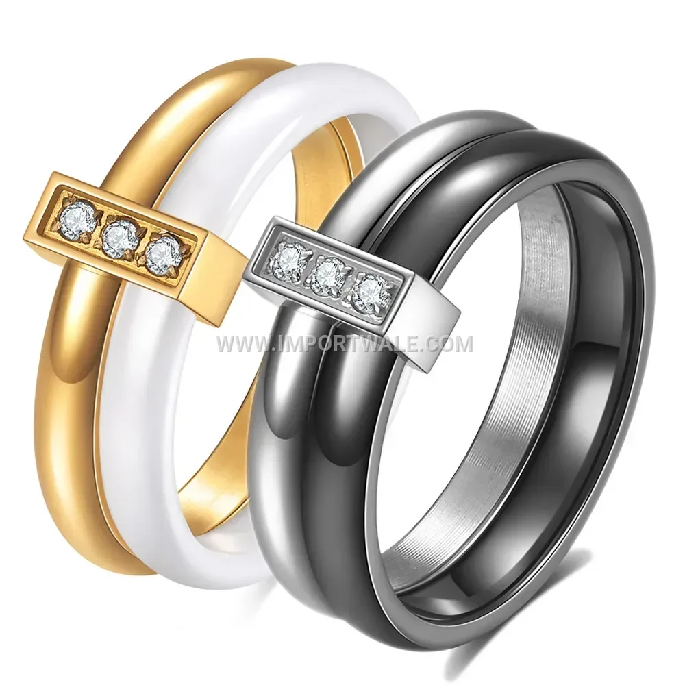 Smooth Spliced Cubic Zirconia Ceramic Ring