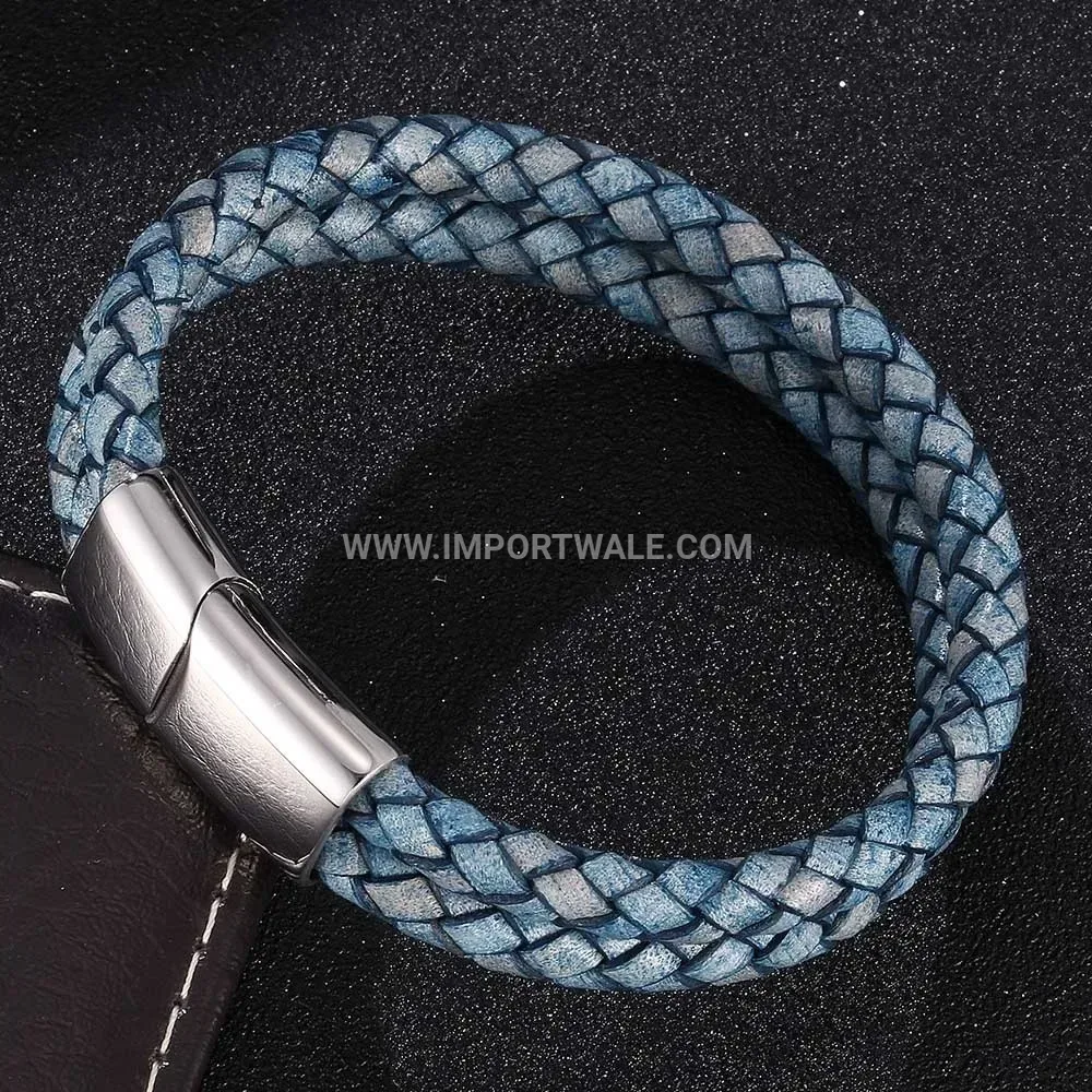 Handcrafted Braided Cowhide Bracelet with Durable Stainless Steel Hardware