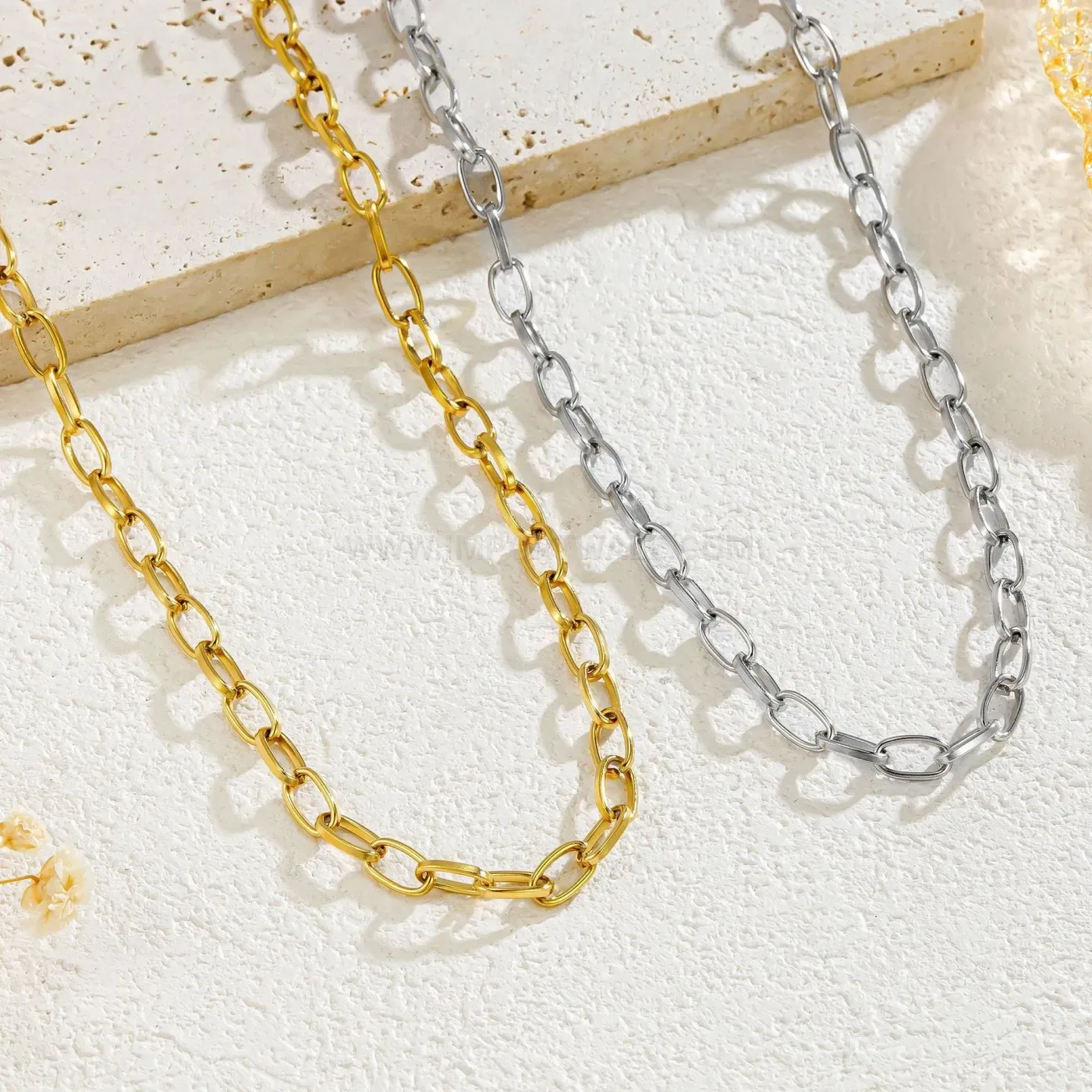Premium Gold Plated Stainless Steel Cable Chain Collar Necklace