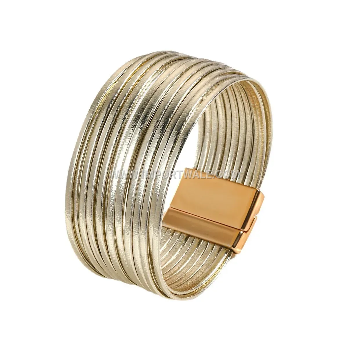 Multi-Strand Faux Leather Cord Bracelet with Magnetic Clasp