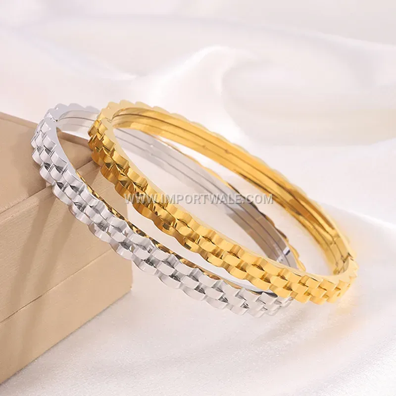 Gold Tone Titanium Steel Strap Link Bracelet