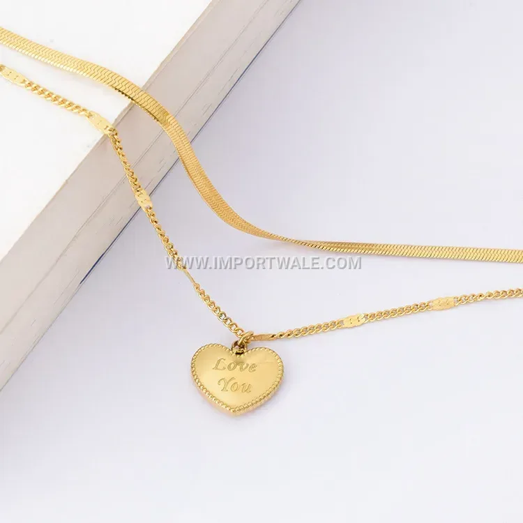 Double Layer Heart Letter Gold Stainless Steel Anklet