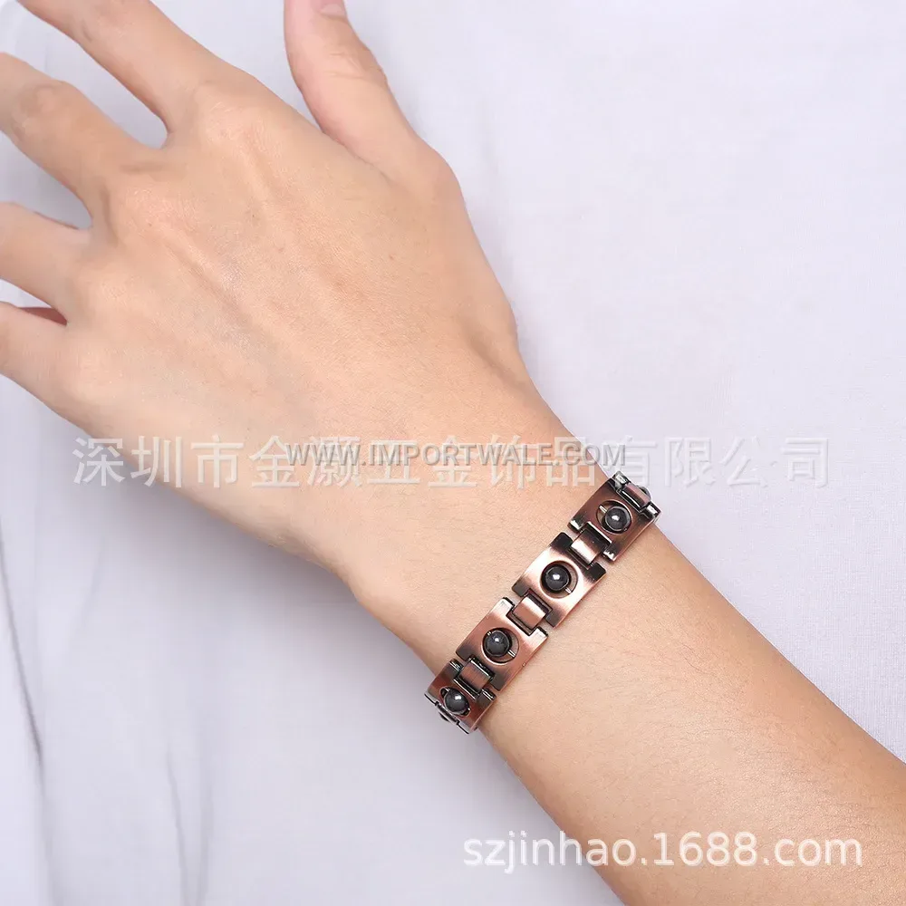 Vintage Geometric Alloy Magnetic Bracelet with Antique Bronze Plating