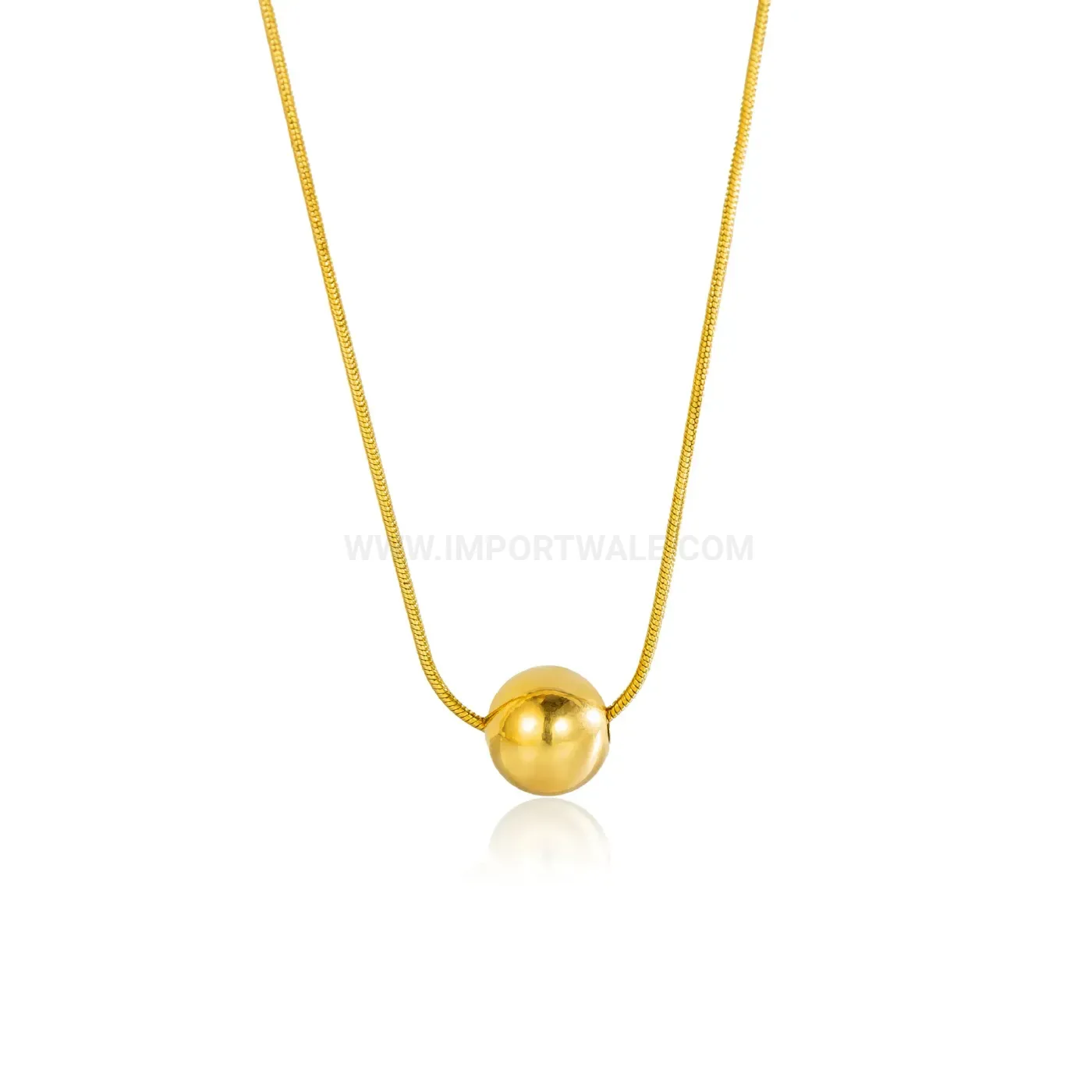 Bold Gold Tone Titanium Steel Sphere Pendant Clavicle Necklace