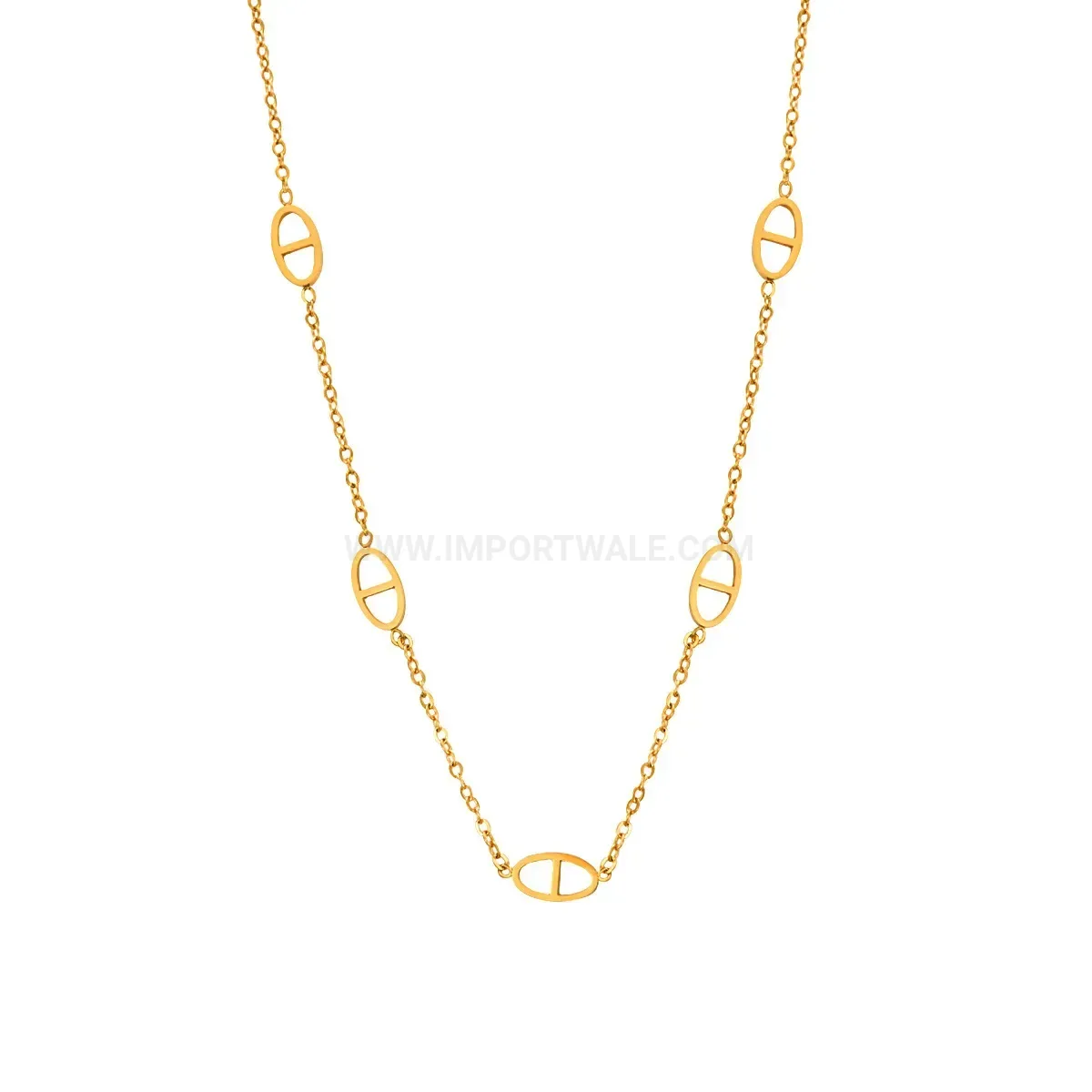 Classic Pig Nose Link Gold-Plated Stainless Steel O-Chain Necklace