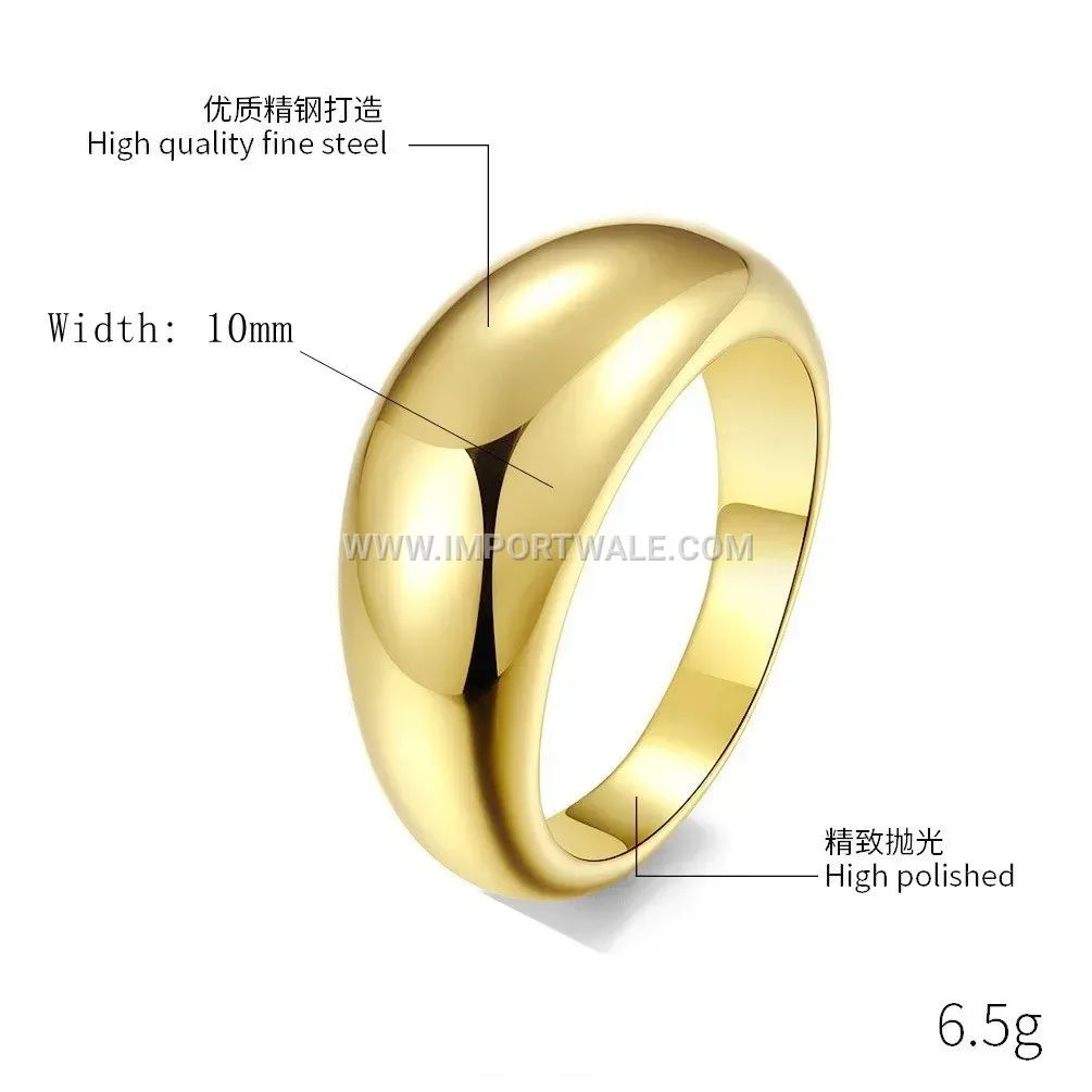 Sleek Teardrop Plain Stainless Steel Band Ring