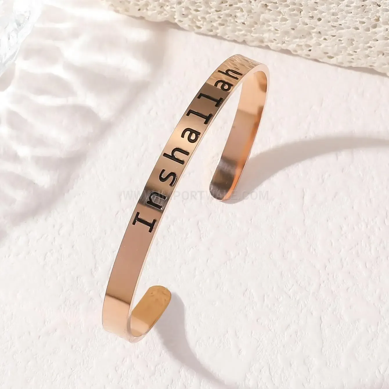 Stainless Steel Inshallah Calligraphy Cuff Bracelet