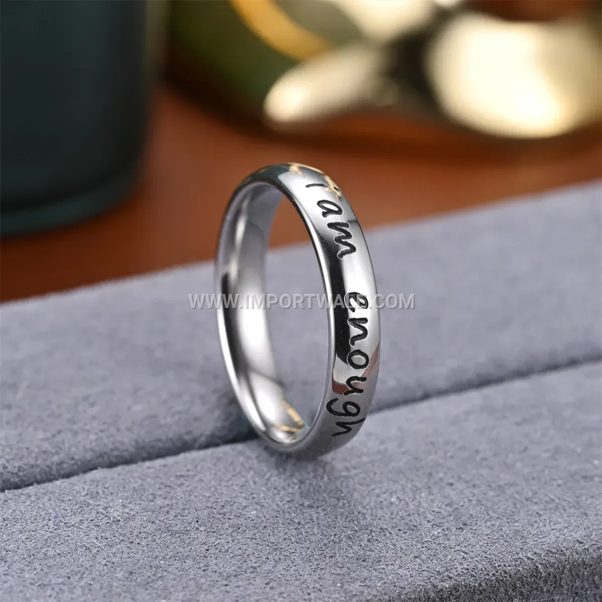 Engraved Stainless Steel Affirmation Band Ring