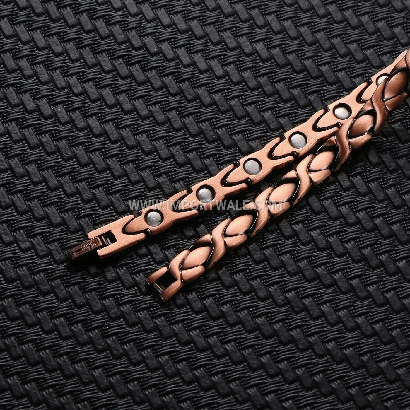 Polished Red Copper Bio Magnetic Rhombus Link Bracelet