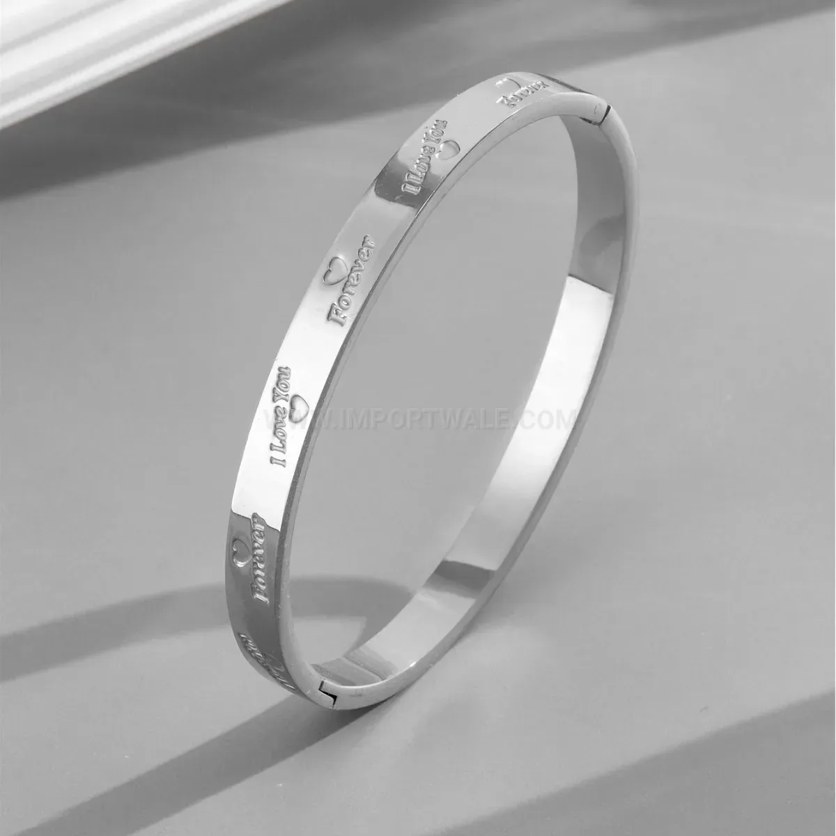 Classic Gold Plated Stainless Steel Love Letter Engraved Bangle