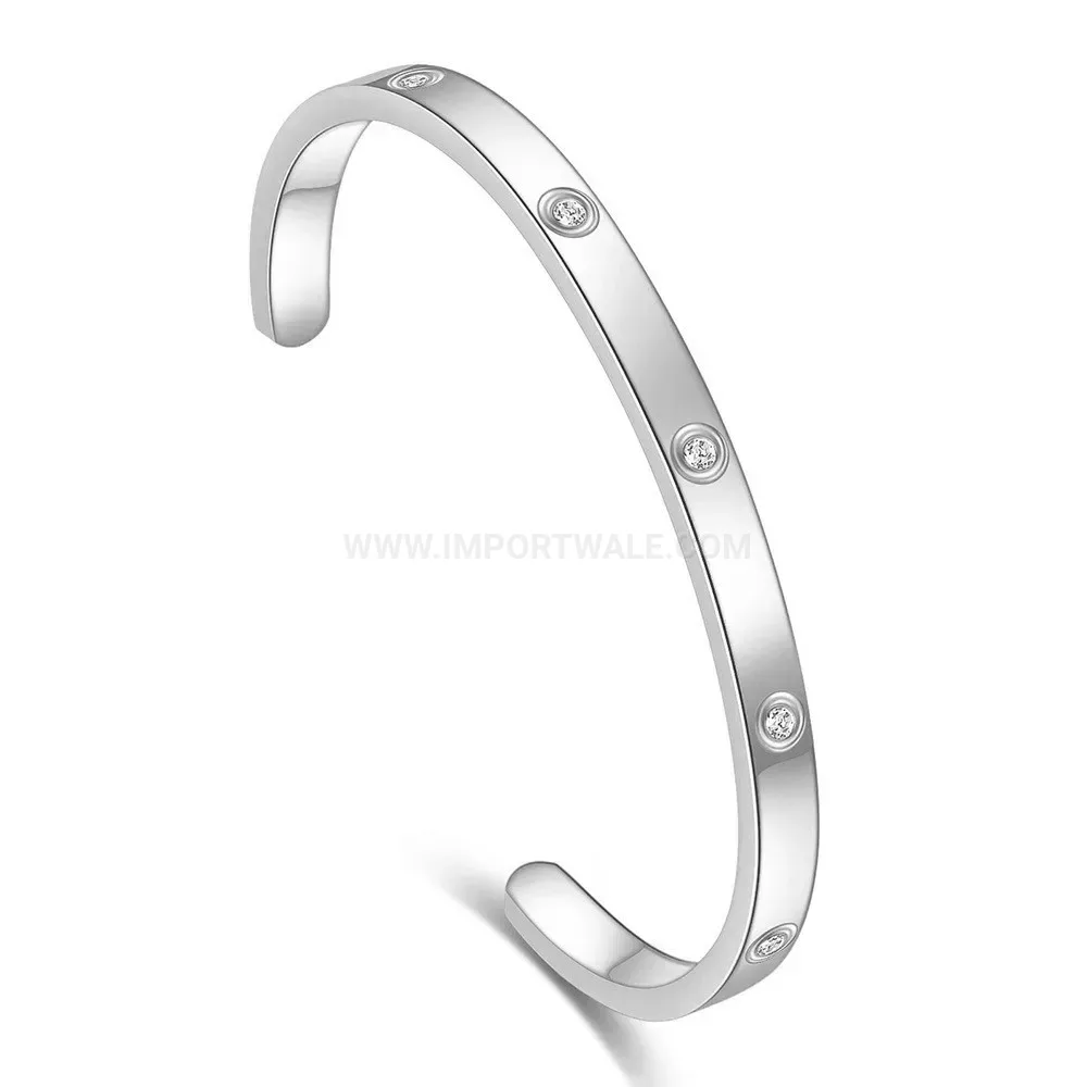Classic Polished Minimalist Stainless Steel Open Cuff Bangle Bracelet