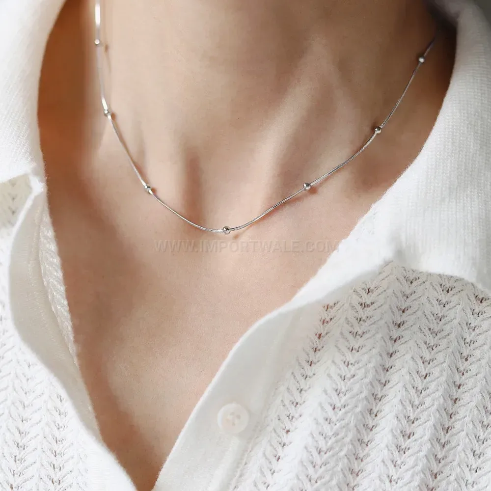 Bold Minimalist Titanium Steel Rice Bead Chain Anklet for Women