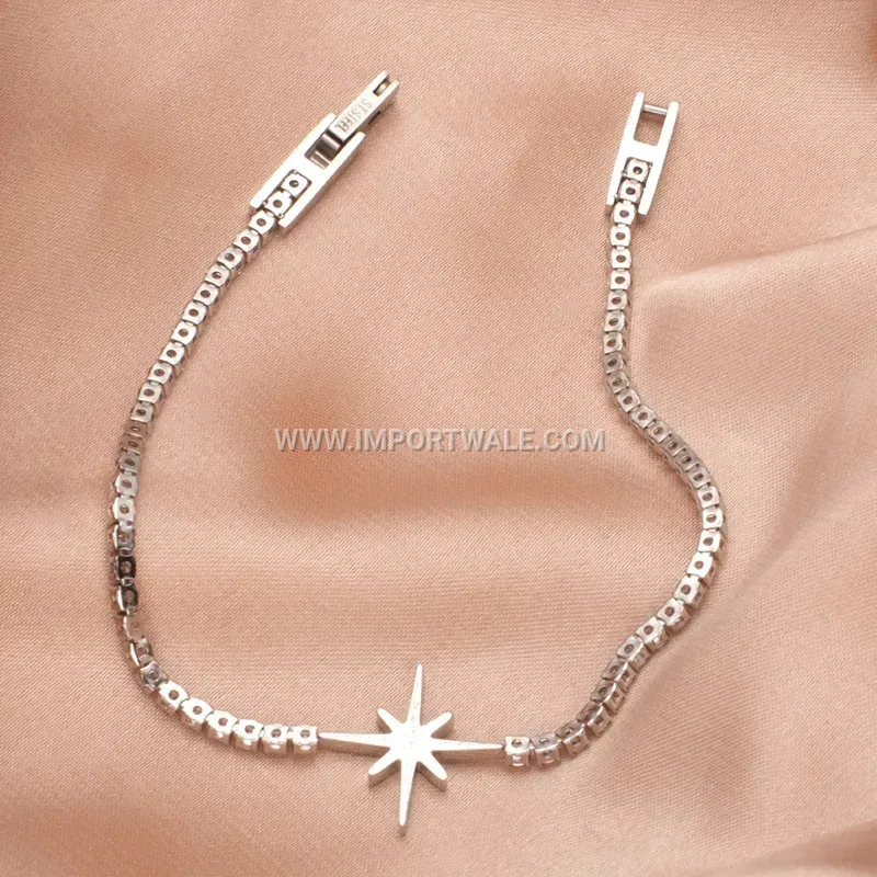 Titanium Steel Starburst Zircon Bangle Bracelet