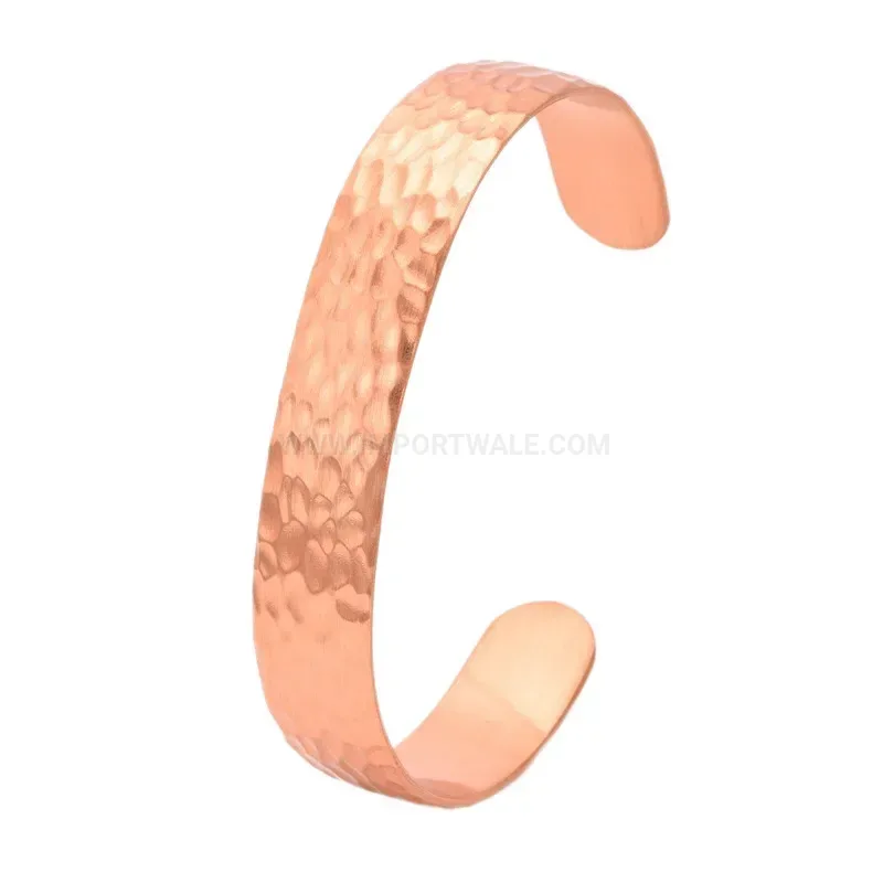 Hammered Pure Copper Wide Adjustable Cuff Bio Bracelet