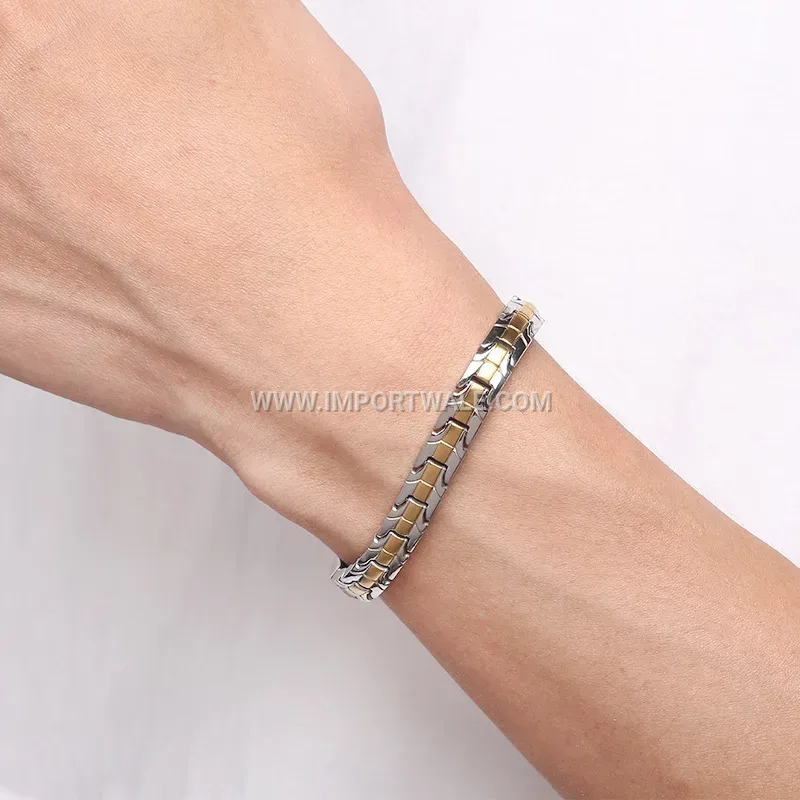 Minimalist Geometric Titanium Steel Magnetic Energy Chain Bracelet