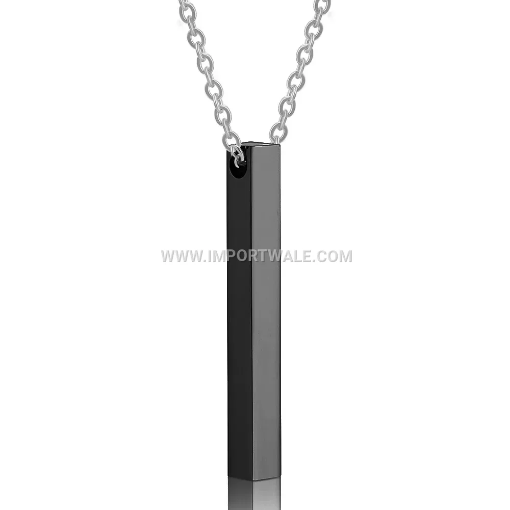 Sleek Stainless Steel Rectangle Bar Pendant Necklace