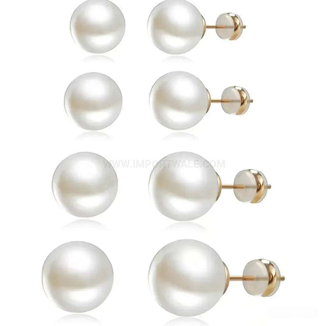 Trendy Vintage Faux Pearl Stainless Steel Cartilage Earring Stud